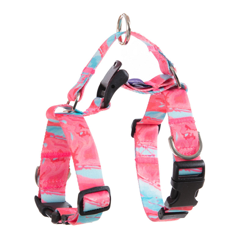 Dog Double - Lined Straps Harness and Lead Set Leash Adjustable L MARBLE PINK - NuSea