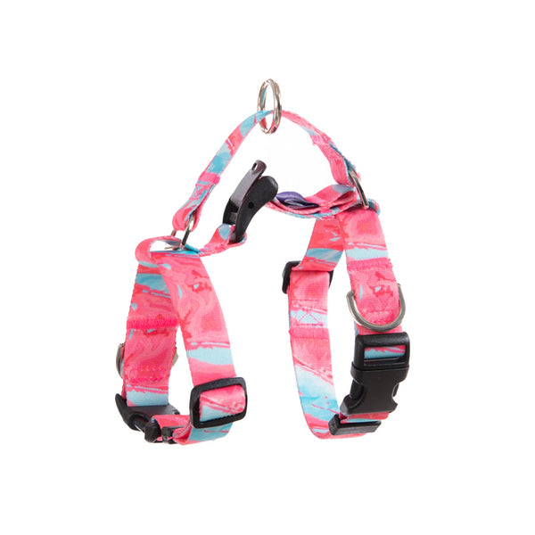 Dog Double - Lined Straps Harness and Lead Set Leash Adjustable S MARBLE PINK - NuSea
