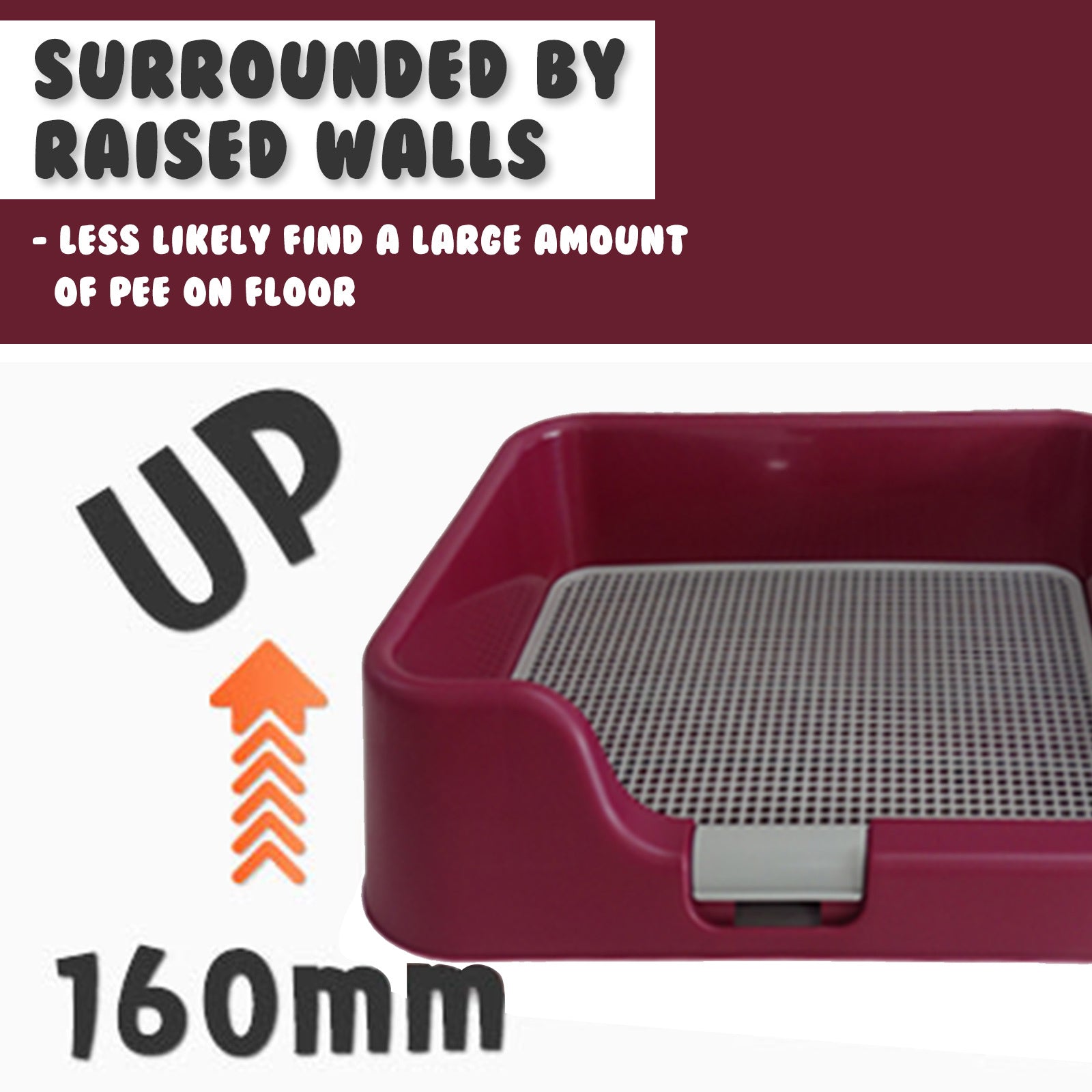 Dog Pet Potty Tray Training Toilet Raised Walls T1 WINE - NuSea