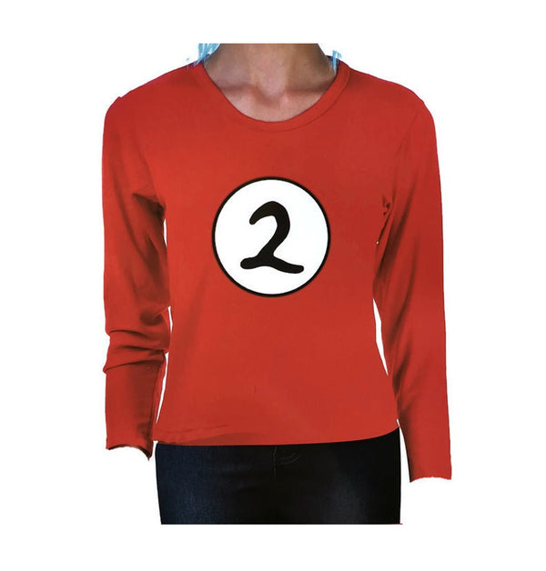 Dr. Seuss Kids Cat In The Hat Thing 2 Long Sleeve Red Top Party Costume Book Week - L (10 - 12 Years Old) - NuSea