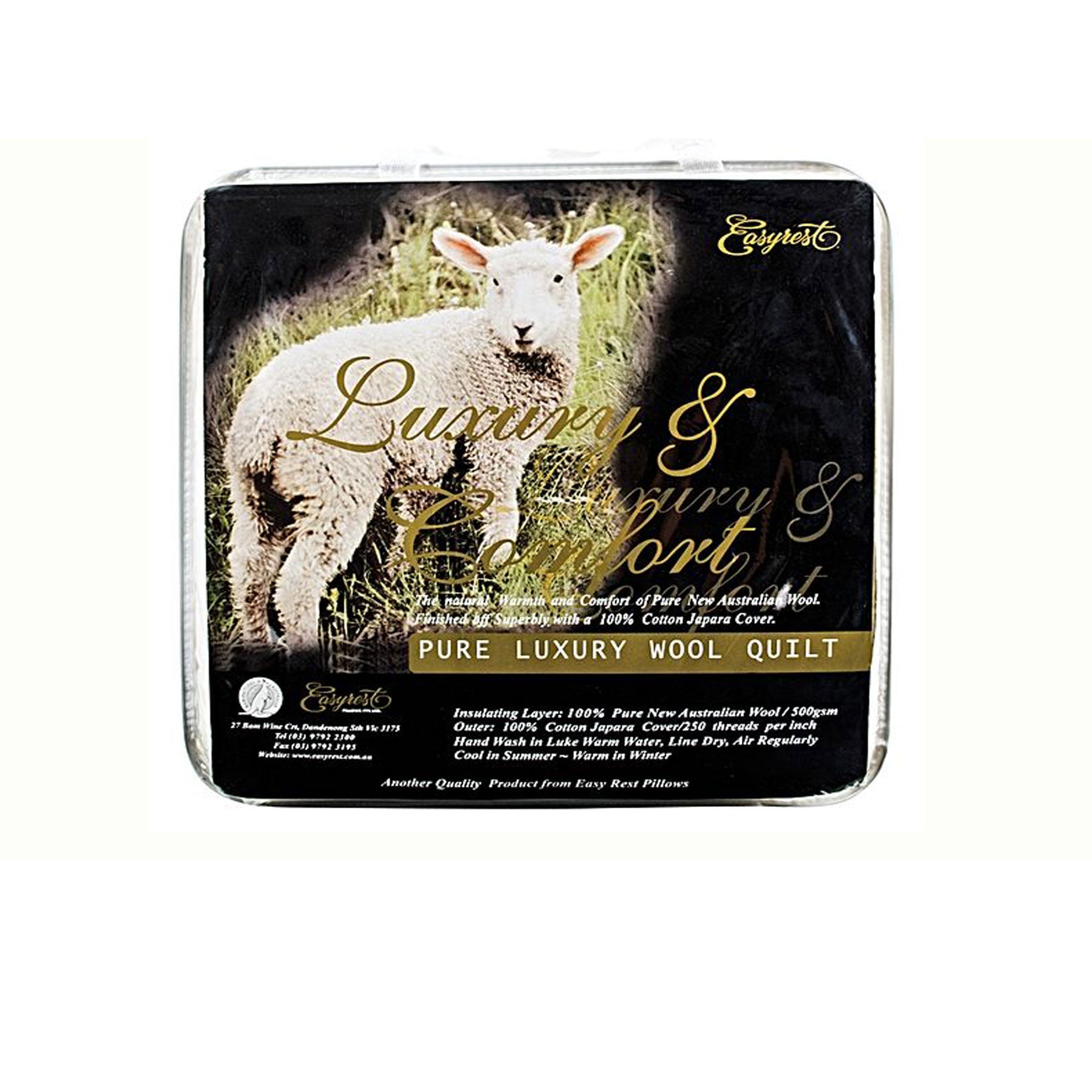 Easyrest 500GSM Winter Weight Australian Made Washable Wool Quilt King - NuSea