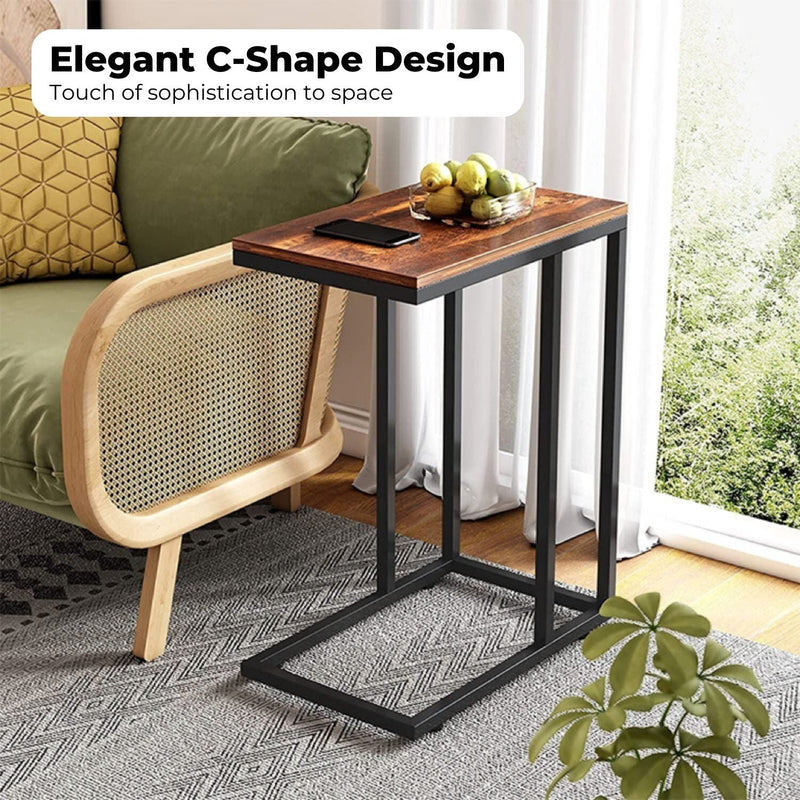 EKKIO C - Shaped End Table with Anti Slip Base (Walnut) - NuSea