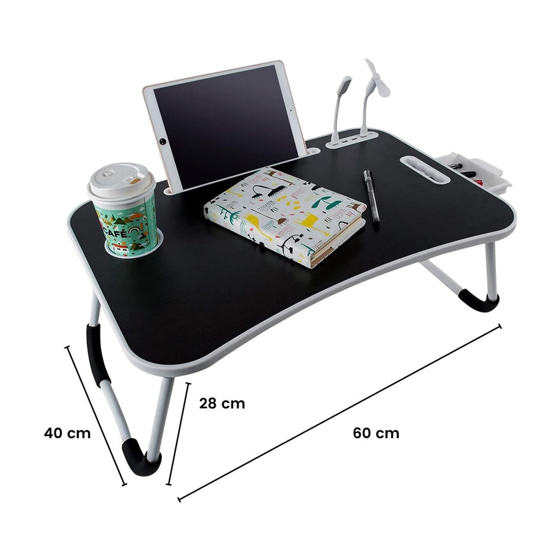 EKKIO Multifunctional Portable Bed Tray Laptop Desk with USB Charge Port (Black) - NuSea
