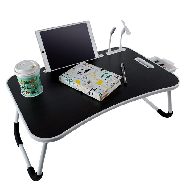 EKKIO Multifunctional Portable Bed Tray Laptop Desk with USB Charge Port (Black) - NuSea