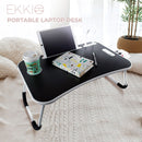 EKKIO Multifunctional Portable Bed Tray Laptop Desk with USB Charge Port (Black) - NuSea
