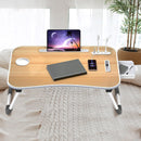 EKKIO Multifunctional Portable Bed Tray Laptop Desk with USB Charge Port (burlywood) - NuSea