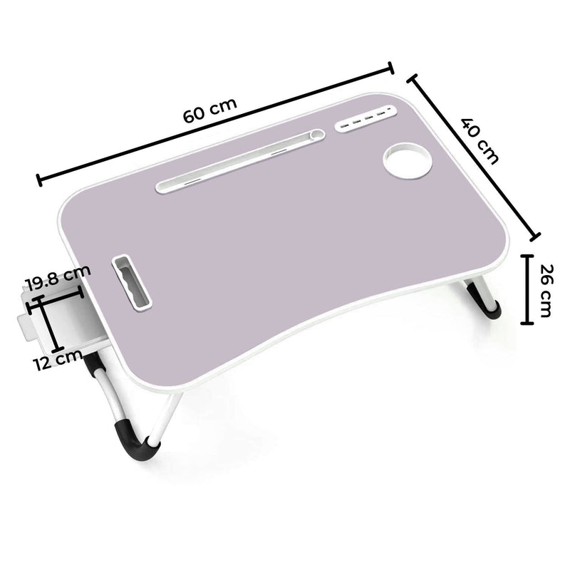 Ekkio Portable Laptop Bed Desk Foldable Legs with USB Charge Port Home Office White - NuSea