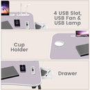 Ekkio Portable Laptop Bed Desk Foldable Legs with USB Charge Port Home Office White - NuSea