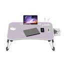 Ekkio Portable Laptop Bed Desk Foldable Legs with USB Charge Port Home Office White - NuSea