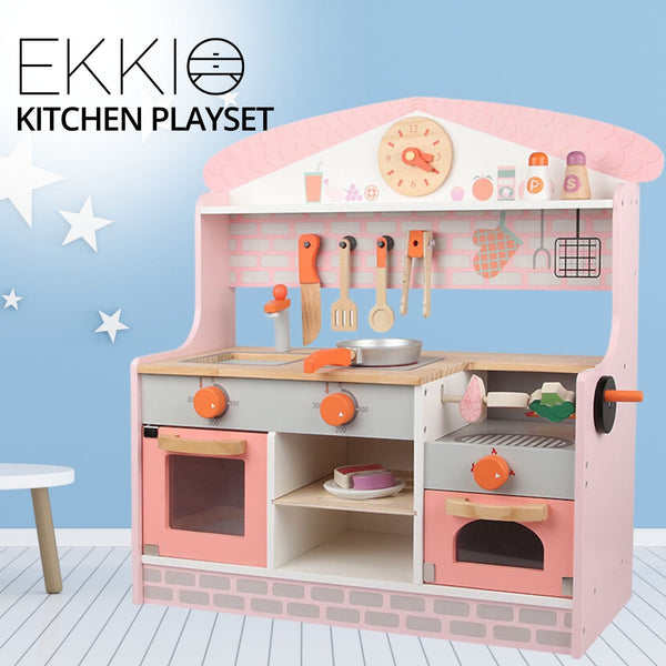 EKKIO Wooden Kitchen Playset for Kids (BBQ Kitchen Set) - NuSea