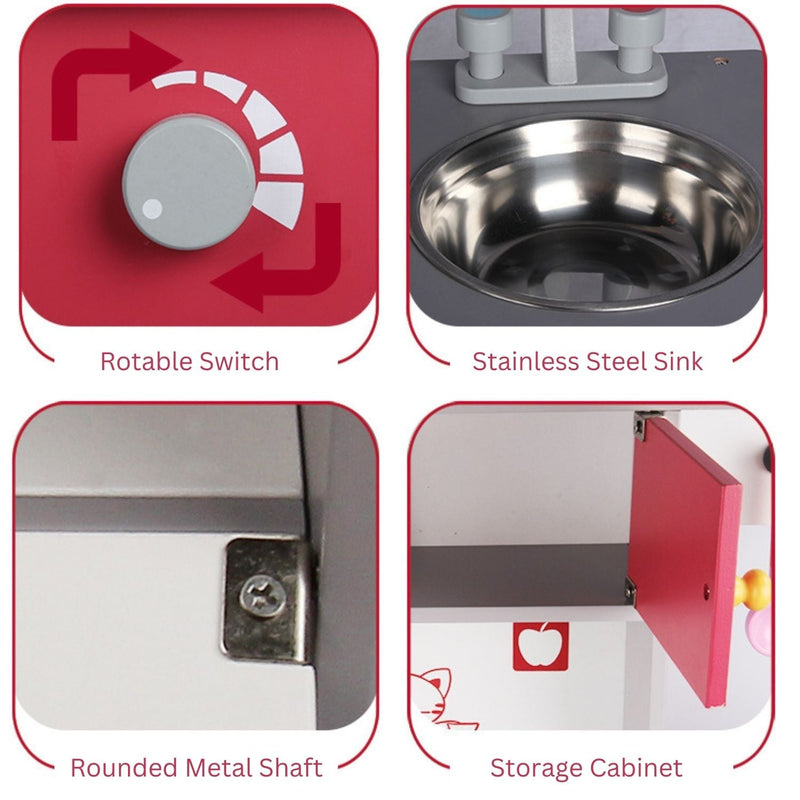 EKKIO Wooden Kitchen Playset for Kids (European Style Kitchen Set) - NuSea