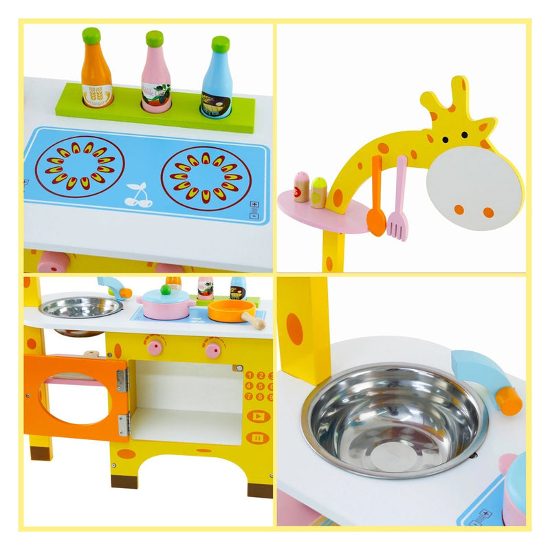 EKKIO Wooden Kitchen Playset for Kids (Giraffe Shape Kitchen Set) - NuSea