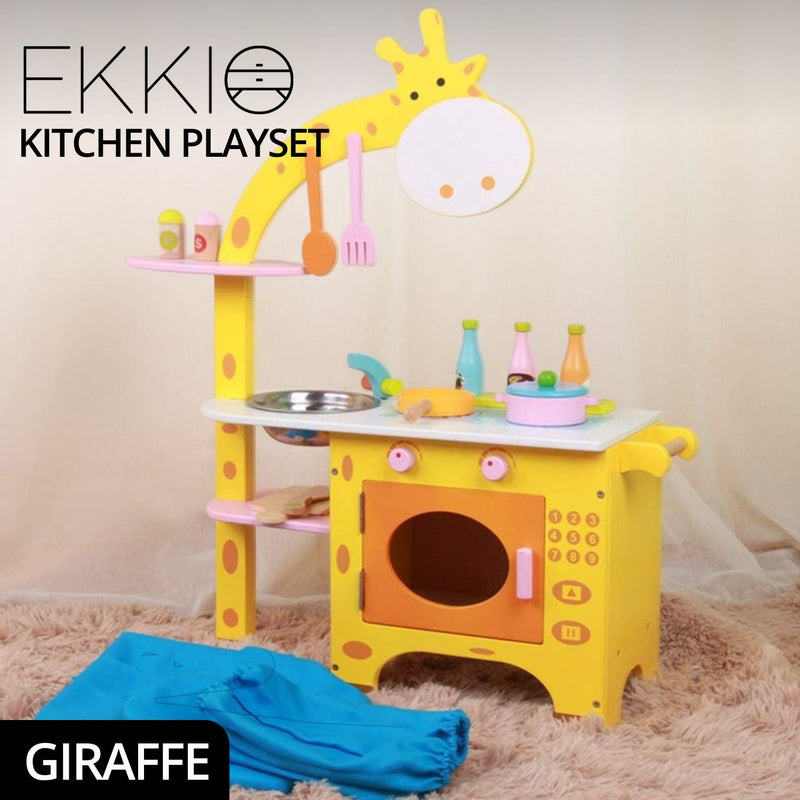 EKKIO Wooden Kitchen Playset for Kids (Giraffe Shape Kitchen Set) - NuSea
