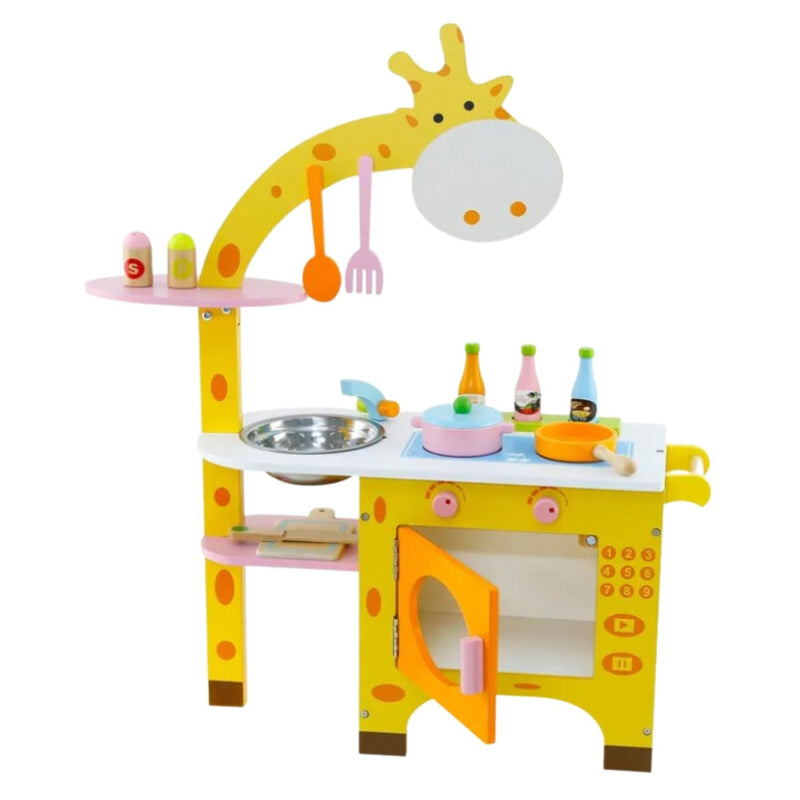 EKKIO Wooden Kitchen Playset for Kids (Giraffe Shape Kitchen Set) - NuSea