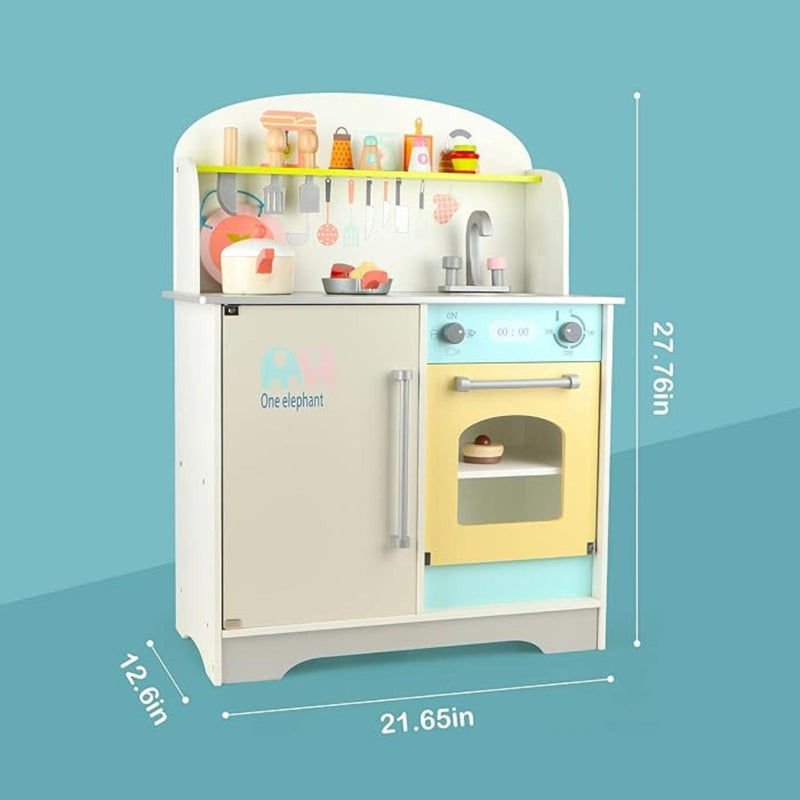 EKKIO Wooden Kitchen Playset for Kids (Japanese Style Kitchen Set, Silver) - NuSea