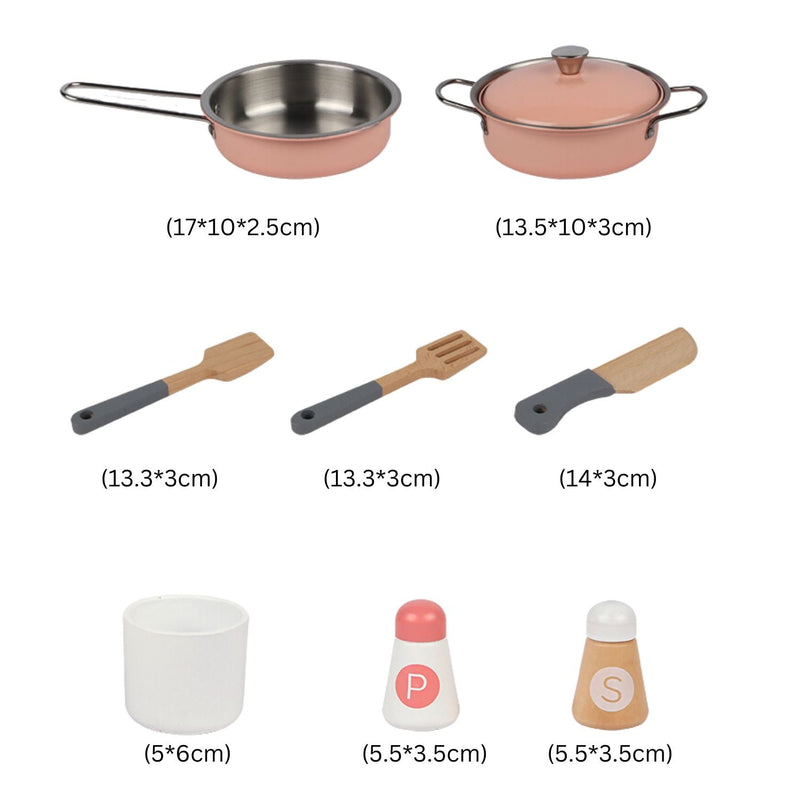 EKKIO Wooden Kitchen Playset for Kids (Refrigerator Kitchen Set) - NuSea