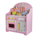 EKKIO Wooden Kitchen Playset for Kids with Clock (Japanese Style Kitchen Set, Pink) - NuSea