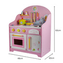 EKKIO Wooden Kitchen Playset for Kids with Clock (Japanese Style Kitchen Set, Pink) - NuSea