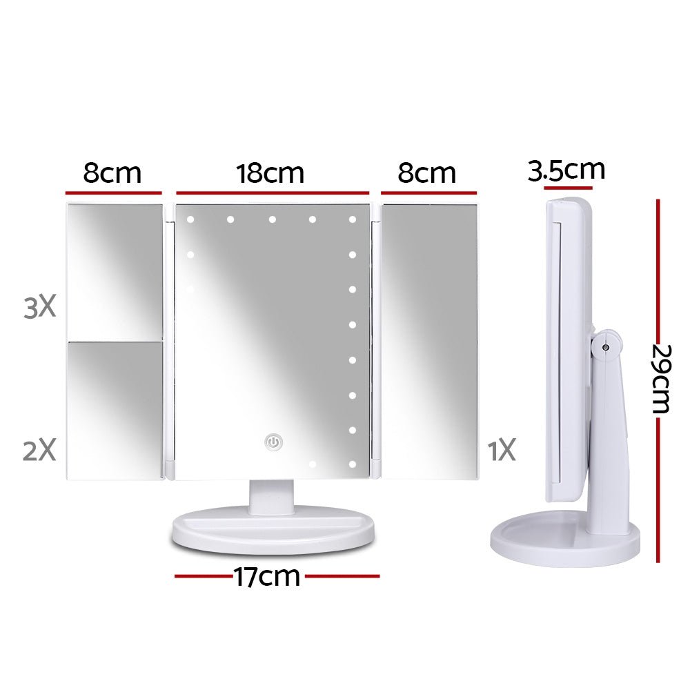 Embellir Makeup Mirror 1X2X3X Magnifying with 22 LED light Tri - fold Storage - NuSea