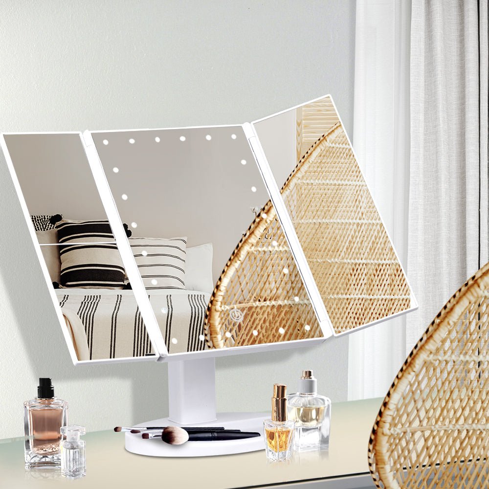Embellir Makeup Mirror 1X2X3X Magnifying with 22 LED light Tri - fold Storage - NuSea