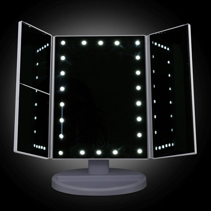 Embellir Makeup Mirror 1X2X3X Magnifying with 22 LED light Tri - fold Storage - NuSea
