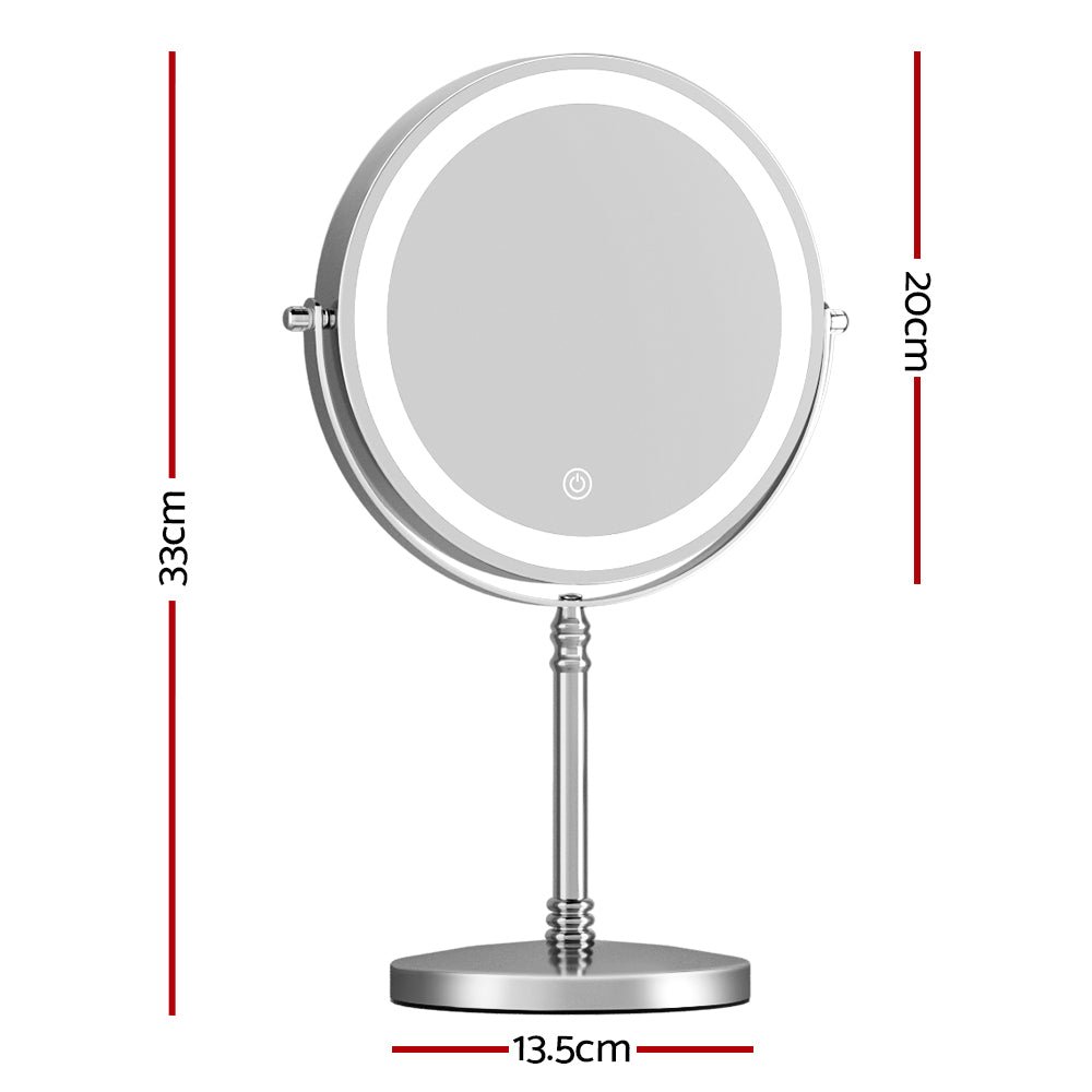 Embellir Makeup Mirror 20x20cm 10X Magnifying with LED Light Rotation Tabletop - NuSea
