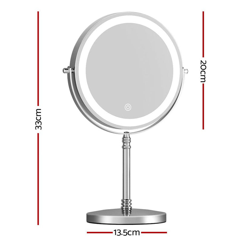 Embellir Makeup Mirror 20x20cm 10X Magnifying with LED Light Rotation Tabletop - NuSea