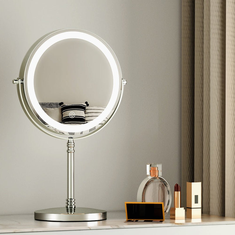 Embellir Makeup Mirror 20x20cm 10X Magnifying with LED Light Rotation Tabletop - NuSea