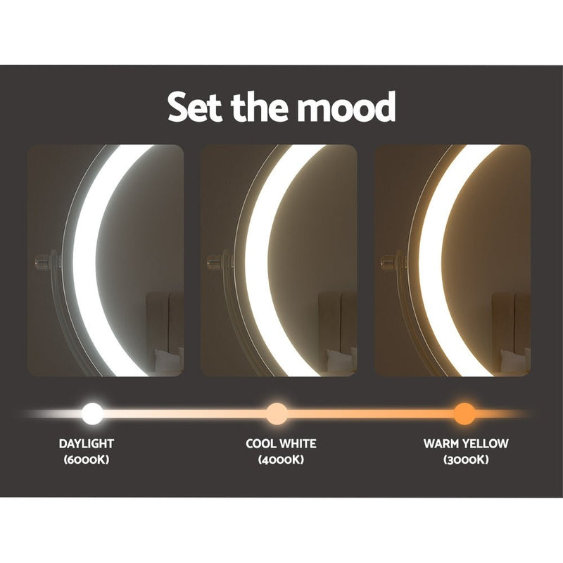 Embellir Makeup Mirror 20x20cm 10X Magnifying with LED Light Rotation Tabletop - NuSea