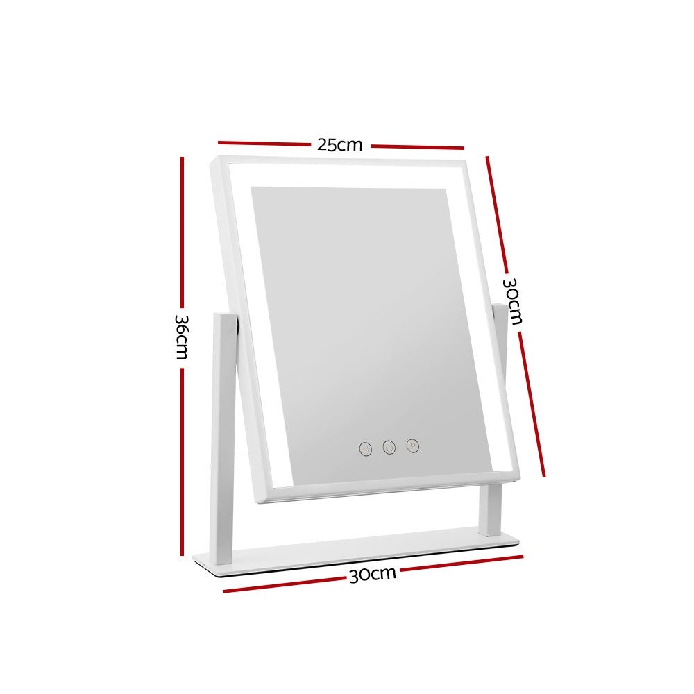 Embellir Makeup Mirror 25x30cm Hollywood Vanity with LED Light Rotation White - NuSea