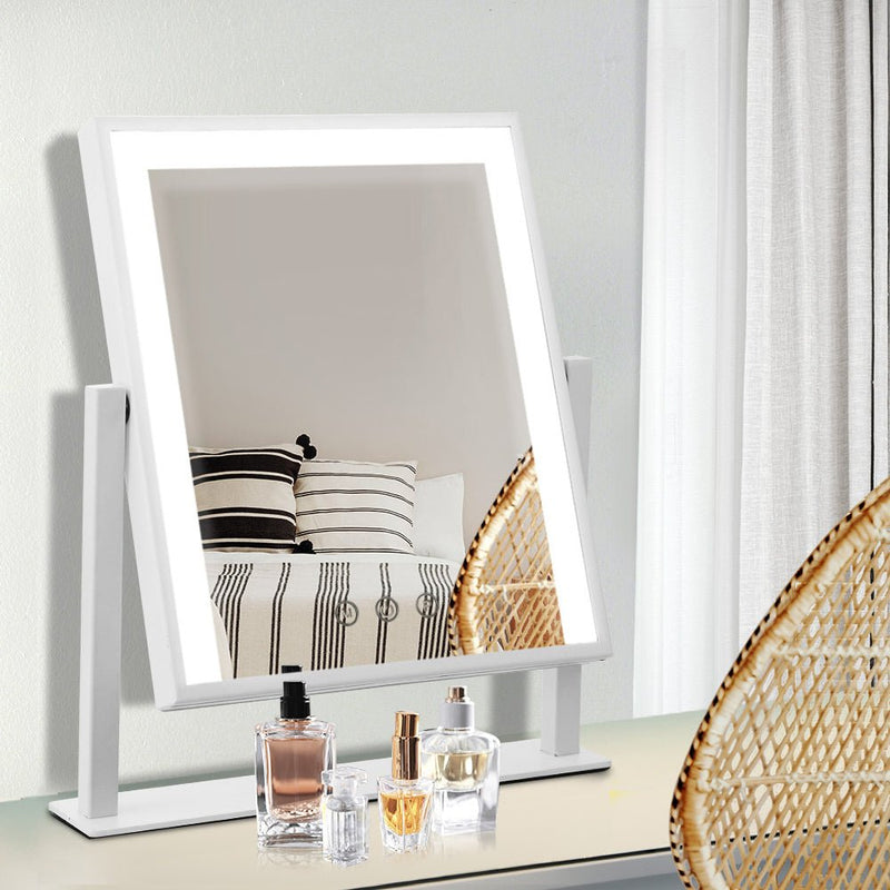 Embellir Makeup Mirror 25x30cm Hollywood Vanity with LED Light Rotation White - NuSea