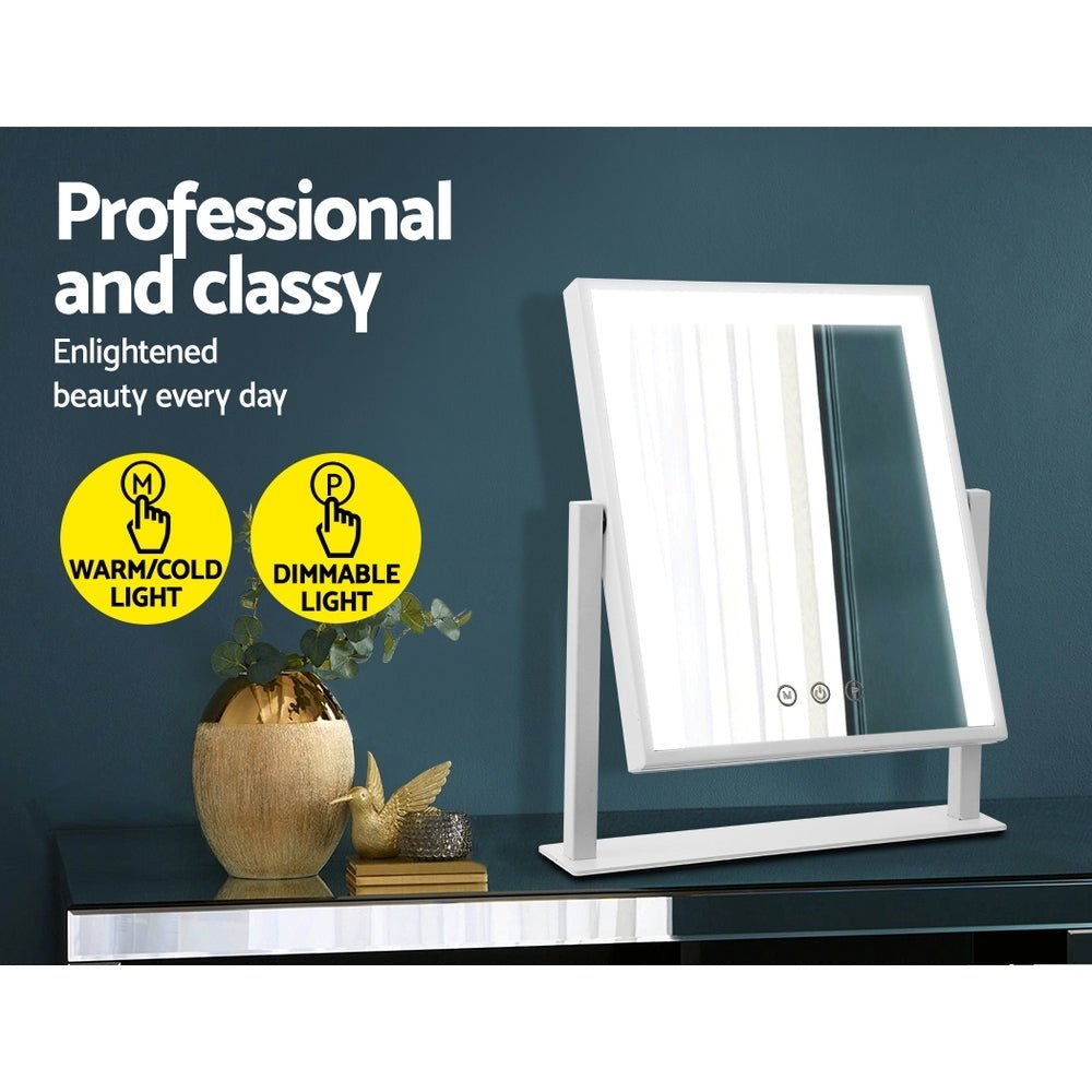 Embellir Makeup Mirror 25x30cm Hollywood Vanity with LED Light Rotation White - NuSea