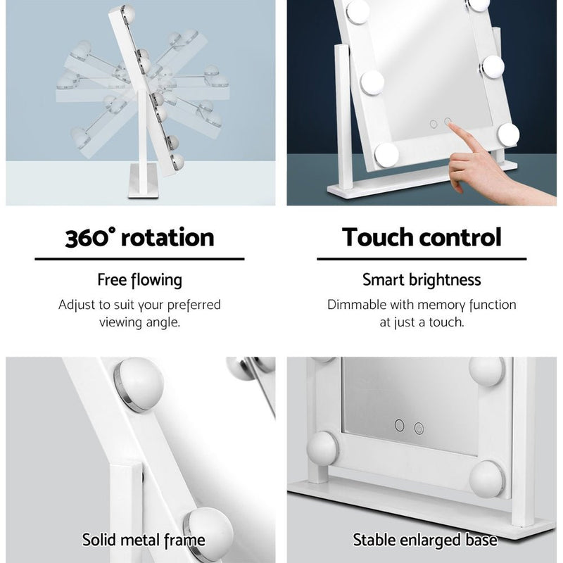 Embellir Makeup Mirror Hollywood with Light Round 360&deg; Rotation Tabletop 9 - NuSea