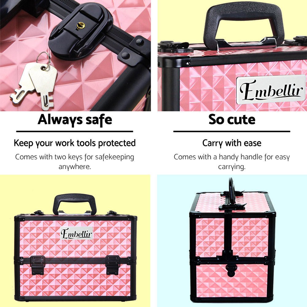 Embellir Portable Cosmetic Beauty Makeup Case - Diamond Pink - NuSea