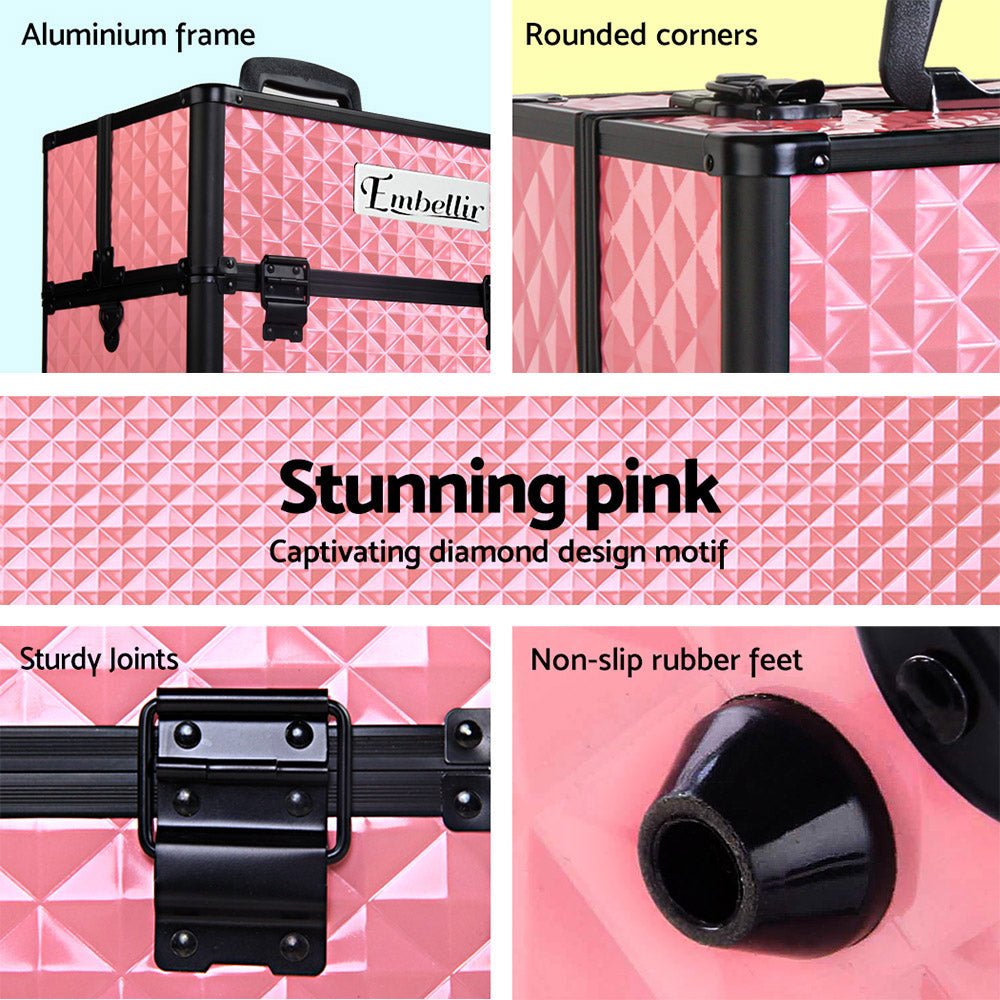 Embellir Portable Cosmetic Beauty Makeup Case - Diamond Pink - NuSea