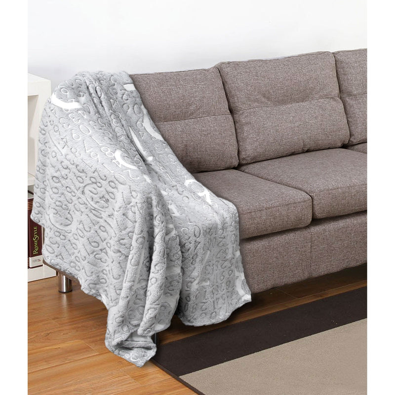 Embossed Print Throw Grey Numbers - NuSea