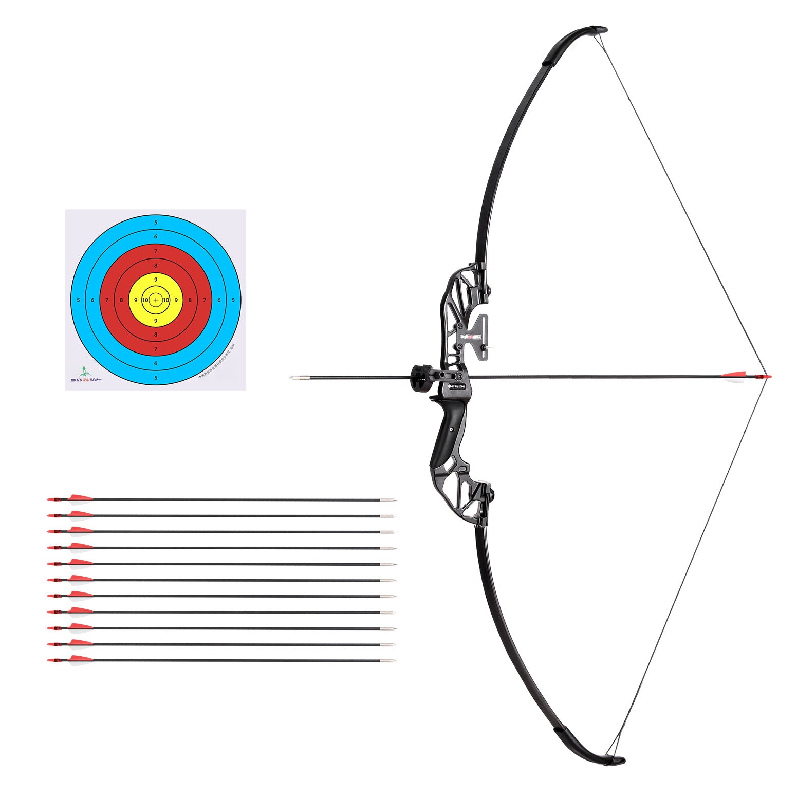 Everfit 55lbs Bow Arrow Set Recurve Takedown Archery Hunting for Beginner Red - NuSea