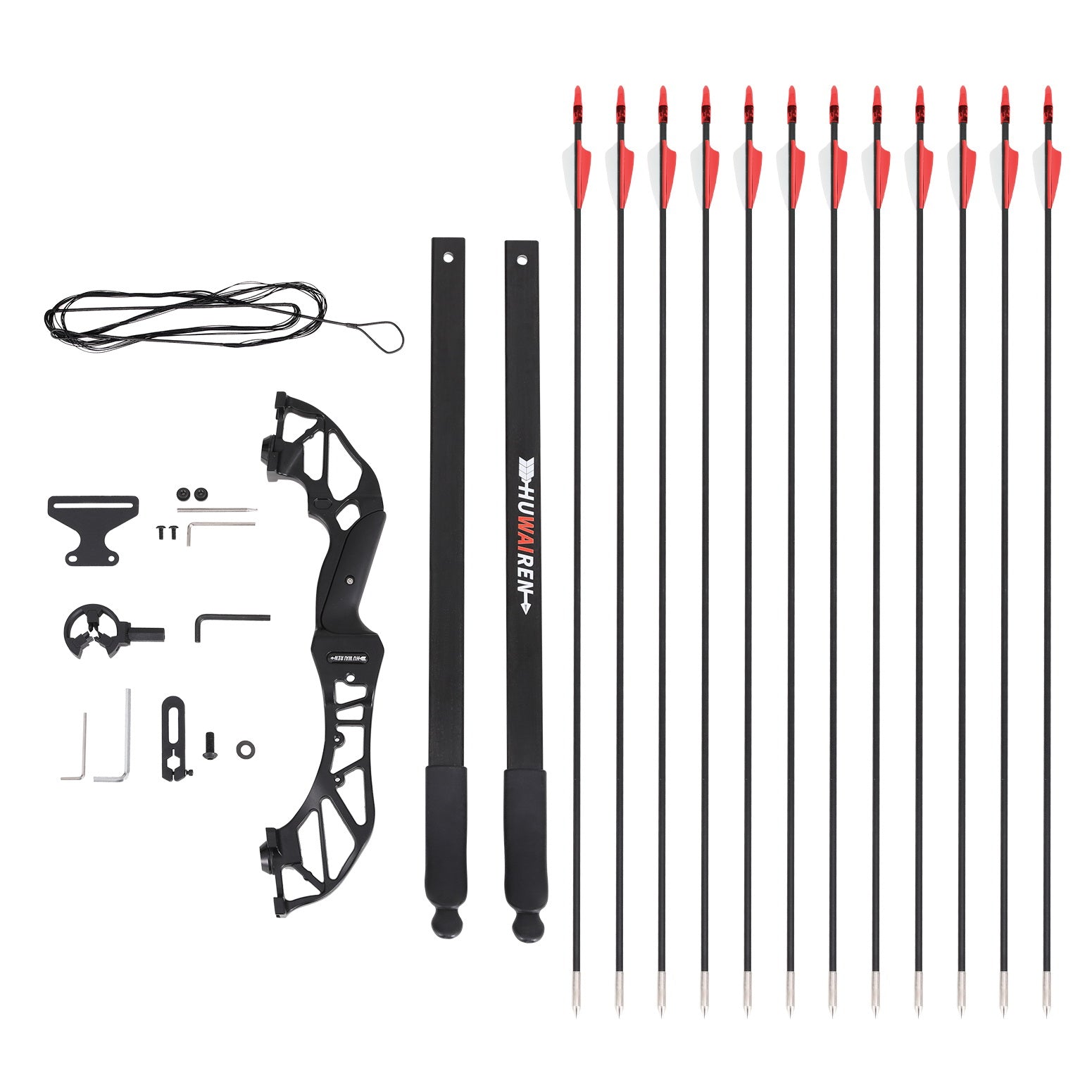 Everfit 55lbs Bow Arrow Set Recurve Takedown Archery Hunting for Beginner Red - NuSea