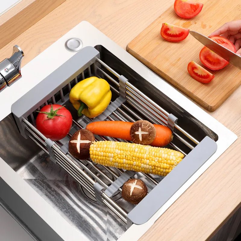 Expandable Dish Drying Rack Telescopic Retractable Over the Sink Strainer - NuSea