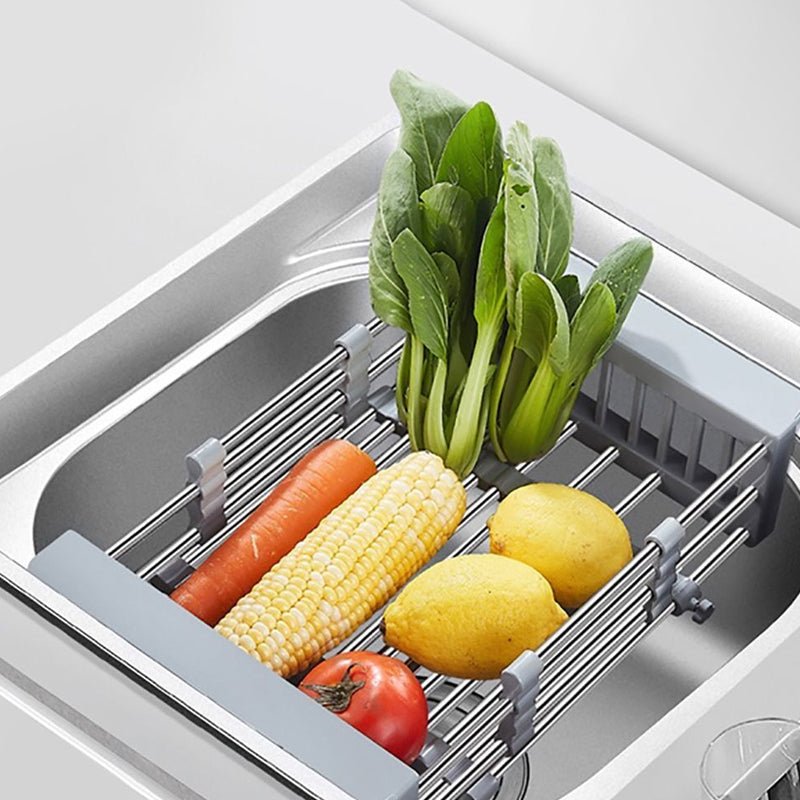 Expandable Dish Drying Rack Telescopic Retractable Over the Sink Strainer - NuSea