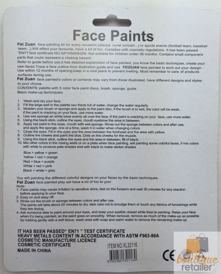 FACE PAINT Costume Party Non - Toxic Palette Clown Dress Up Make Up Halloween - NuSea