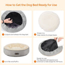 FEANDREA 50cm Dog Sofa Bed Round Shape Fabric Light Grey - NuSea