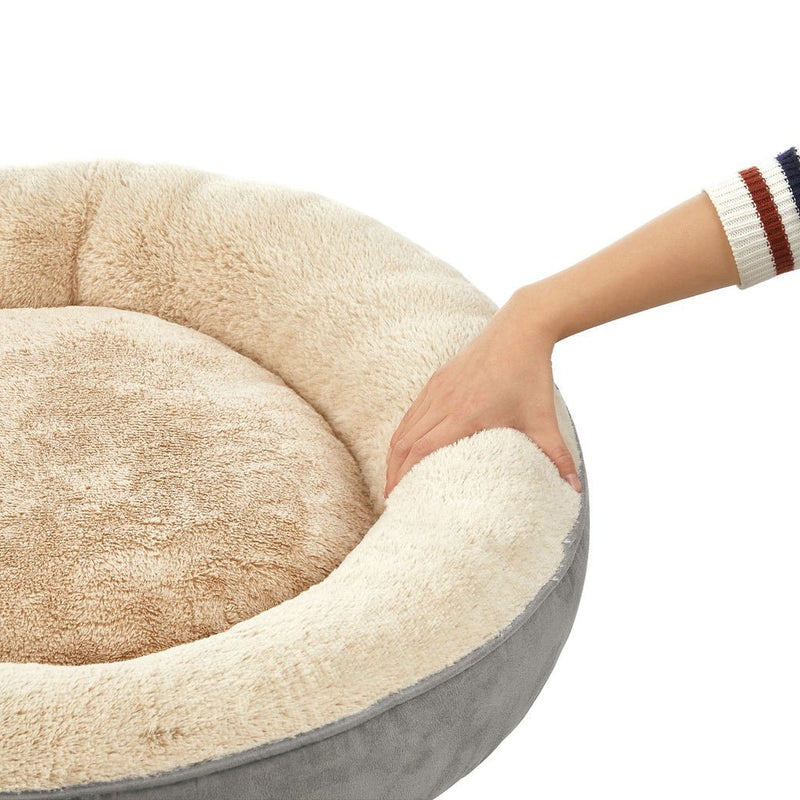 FEANDREA 50cm Dog Sofa Bed Round Shape Fabric Light Grey - NuSea