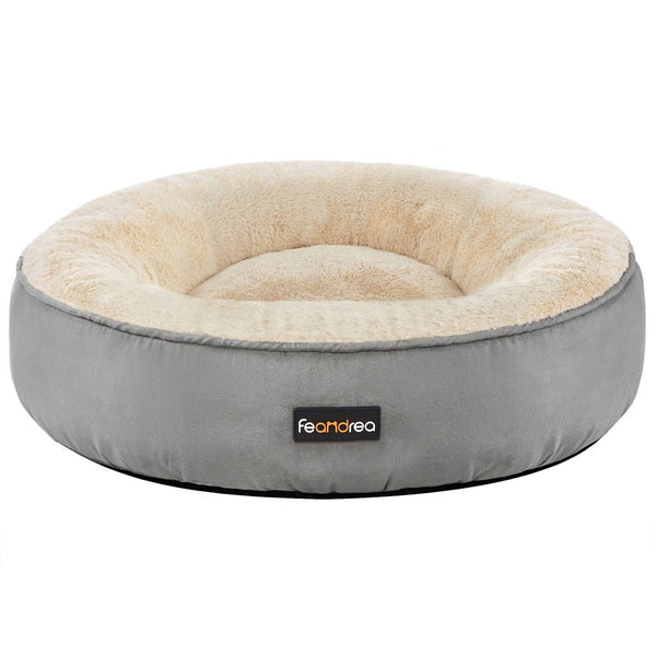 FEANDREA 50cm Dog Sofa Bed Round Shape Fabric Light Grey - NuSea