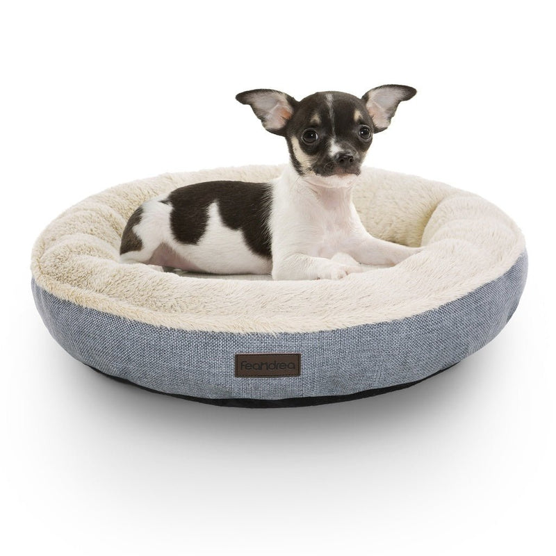 FEANDREA 55cm Dog Sofa Bed Round Shape Fabric Grey - NuSea