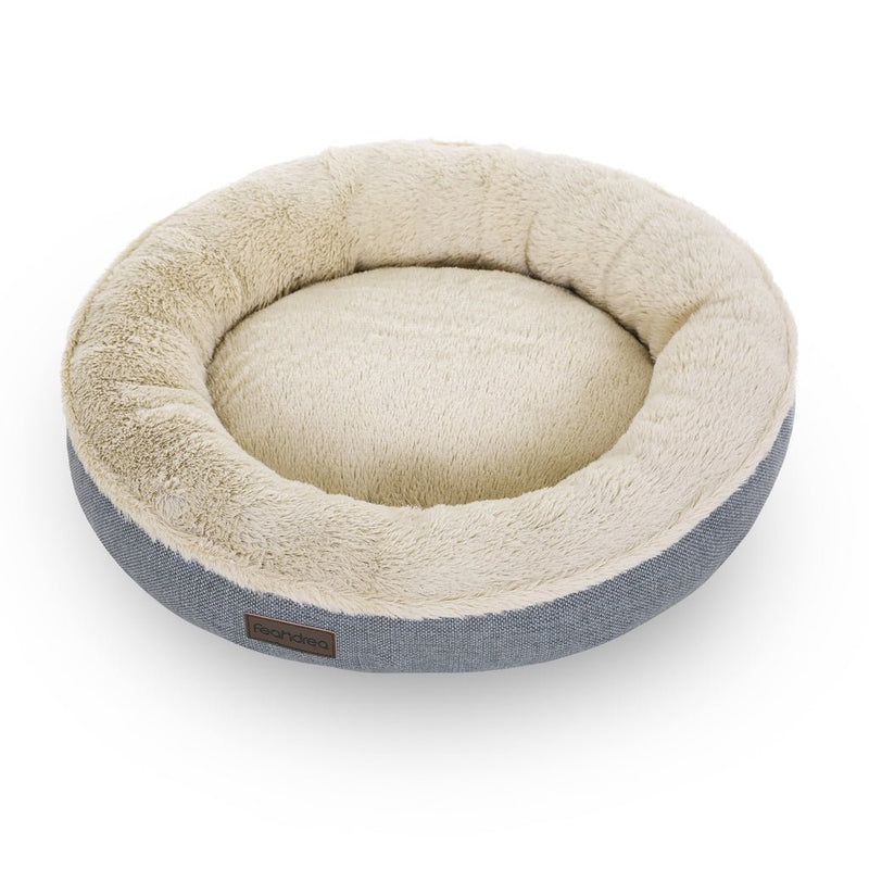 FEANDREA 55cm Dog Sofa Bed Round Shape Fabric Grey - NuSea