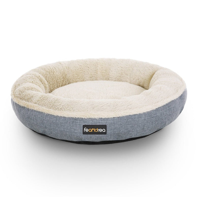 FEANDREA 55cm Dog Sofa Bed Round Shape Fabric Grey - NuSea