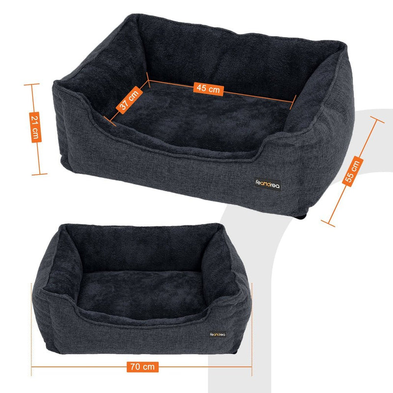 FEANDREA 70cm Dog Sofa Bed with Removable Washable Cover Dark Grey - NuSea