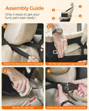 Feandrea Dog Car Seat Adjustable Straps Washable Liner 4 Pockets Black and Beige - NuSea