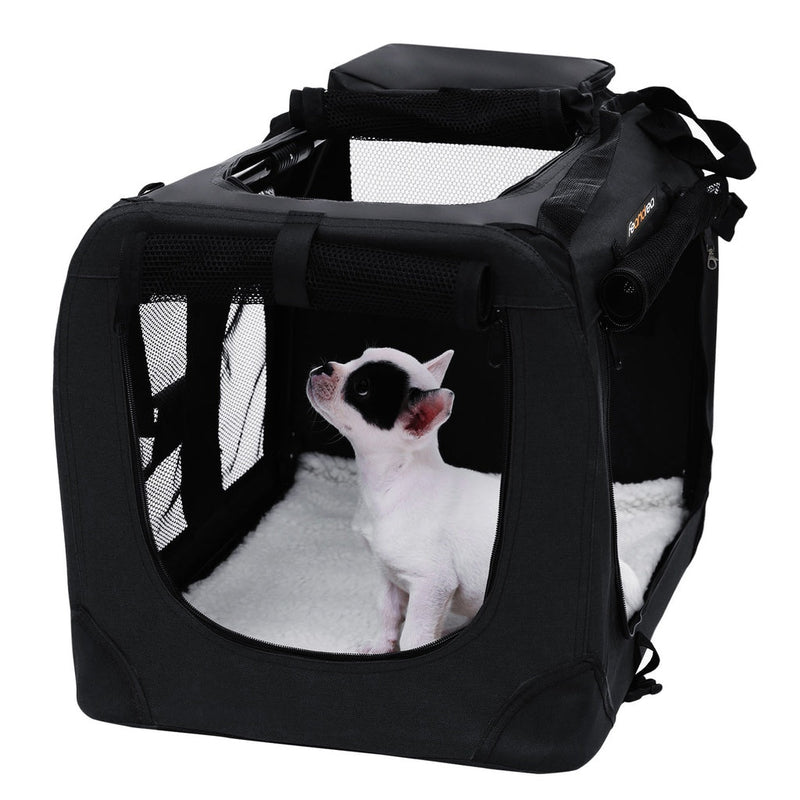 FEANDREA Dog Kennel Transport Box Folding Fabric Pet Carrier 60cm Black - NuSea
